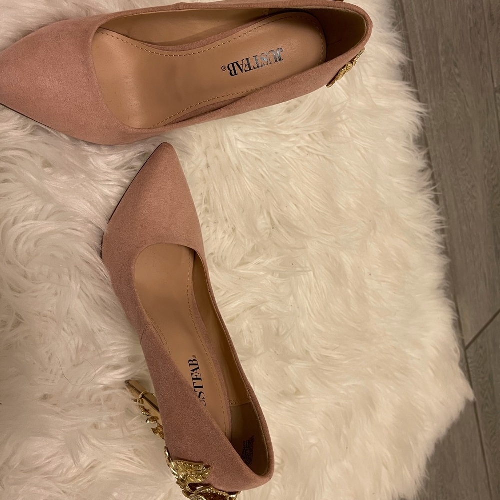 Gold plated and rhinestone heels